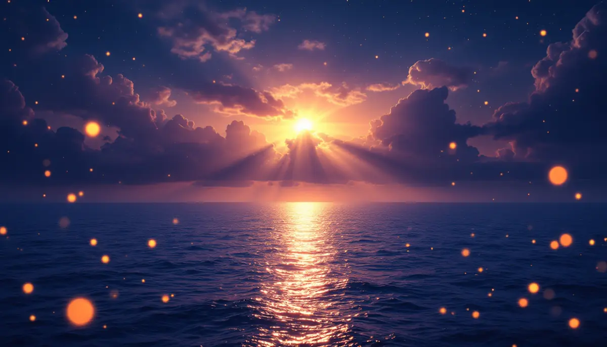 Golden light over a calm ocean at dawn